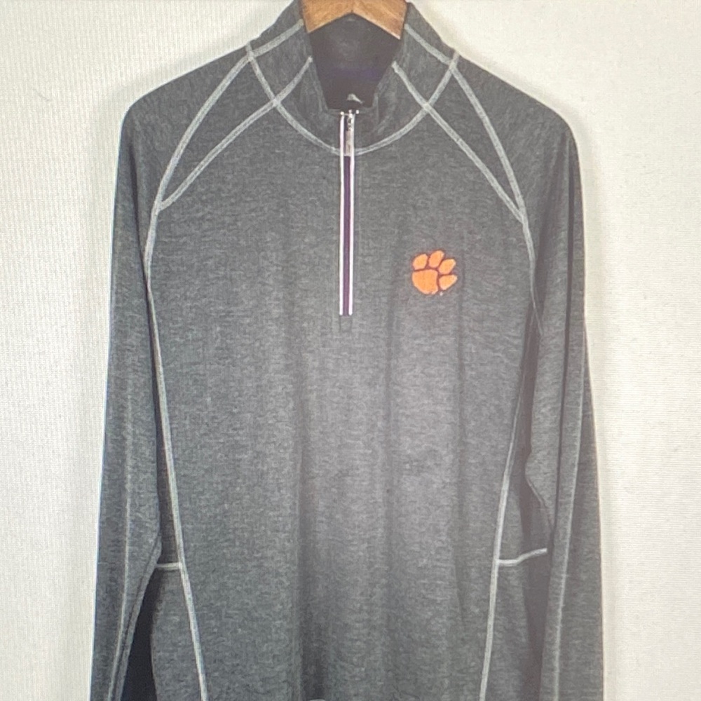 Tommy Bahama Gray Zip Up Sweater with Orange Logo